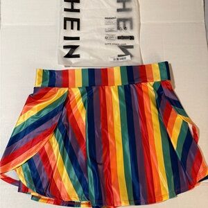 SHEIN Rainbow Striped Skort